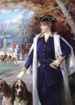 Louise Abbema : Sarah bernhardt hunting with hounds
